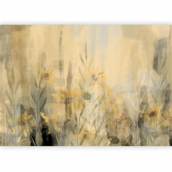 Wall Mural Wallpaper - A touch of summer - floral motif with a meadow full of yellow flowers and grasses - Image 4
