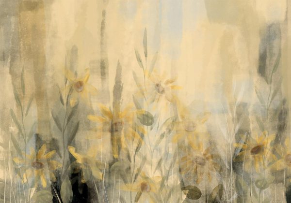 Wall Mural Wallpaper - A touch of summer - floral motif with a meadow full of yellow flowers and grasses - Image 6
