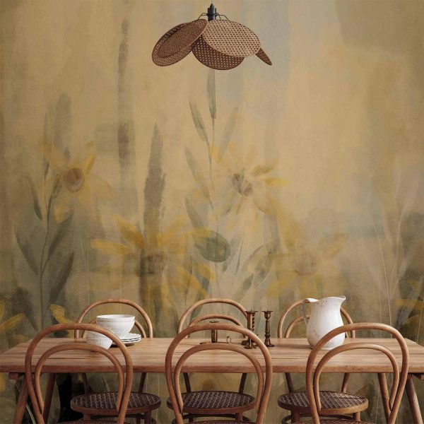 Wall Mural Wallpaper - A touch of summer - floral motif with a meadow full of yellow flowers and grasses - Image 2