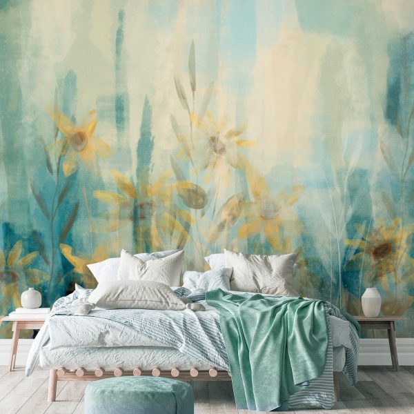 Wall Mural Wallpaper - A touch of summer - floral motif with a meadow of flowers in blue tones - Image 3