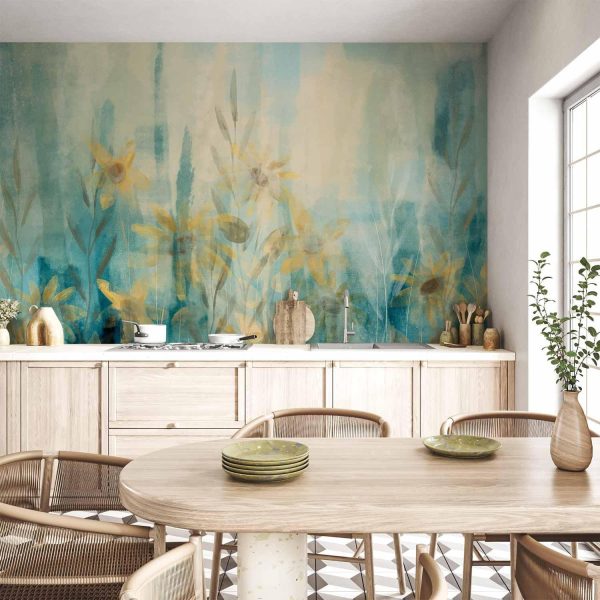 Wall Mural Wallpaper - A touch of summer - floral motif with a meadow of flowers in blue tones - Image 2