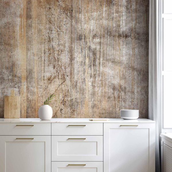 Wall Mural - Abstract beige - background with black textured concrete patterns
