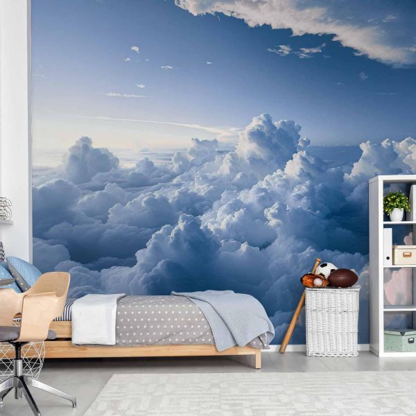Wall Mural - Aerial Landscapes: Rays Lighting Up Fluffy Cloud Formations - Image 2