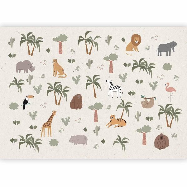 Wall Mural Wallpaper - African Composition - Animals for the Children's Room on a Paper Background - Image 4