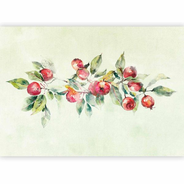 Wall Mural - Apple branch - delicate landscape with a plant and apples on a white background