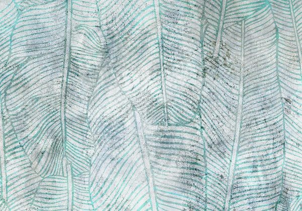 Wall Mural - Banana leaves - plant motif blue lineart nature with pattern