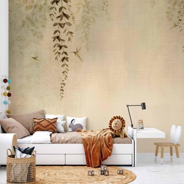 Wall Mural Wallpaper - Beige Hummingbirds - Image 2