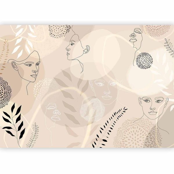 Wall Mural - Beige Line Art