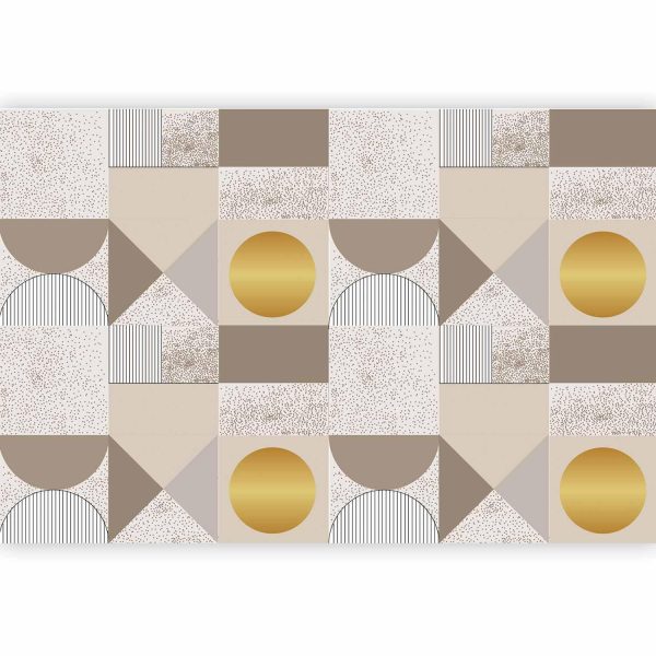Wall Mural Wallpaper - Beige and Gold Geometric Pattern - Image 4
