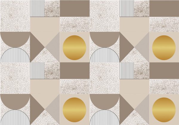 Wall Mural Wallpaper - Beige and Gold Geometric Pattern - Image 6