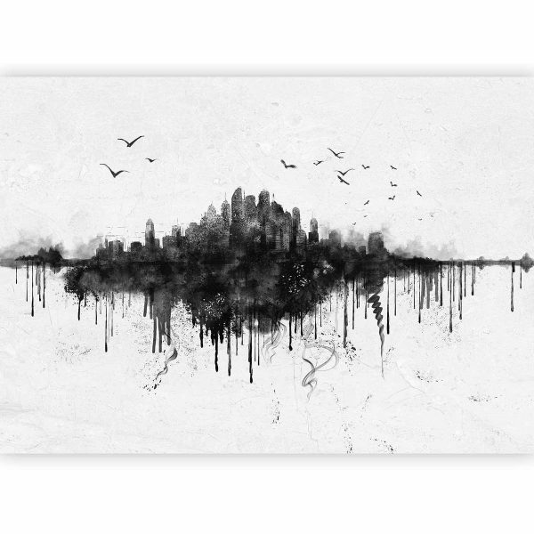 Wall Mural - Big city - abstract city skyline in black watercolour style