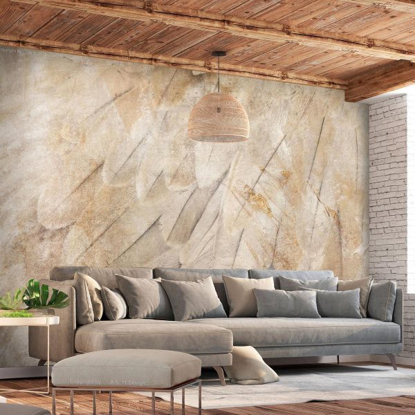 Wall Mural - Bird's wings - minimalist close-up on beige feathers with pattern