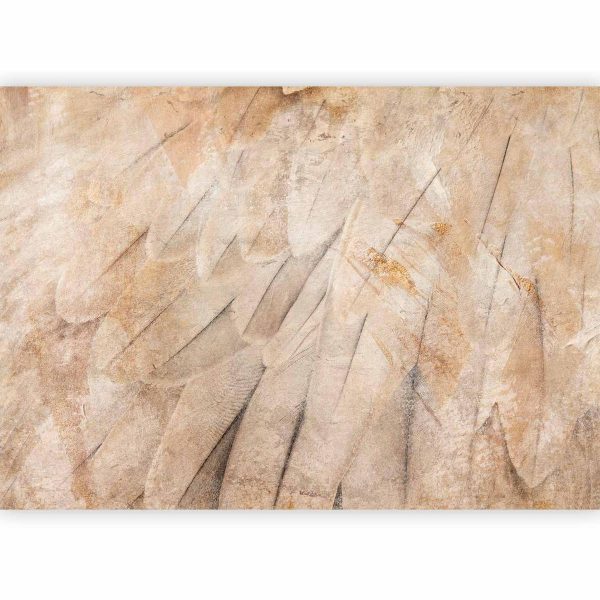 Wall Mural - Bird's wings - minimalist close-up on beige feathers with pattern
