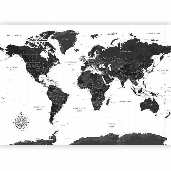 Wall Mural - Black and White Map