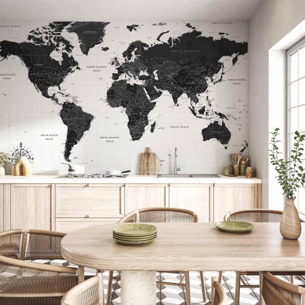 Wall Mural - Black and White Map