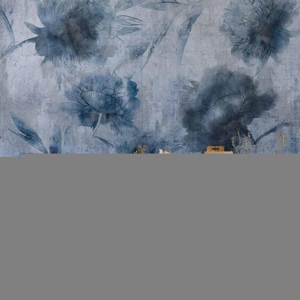 Wall Mural - Blue Peonies