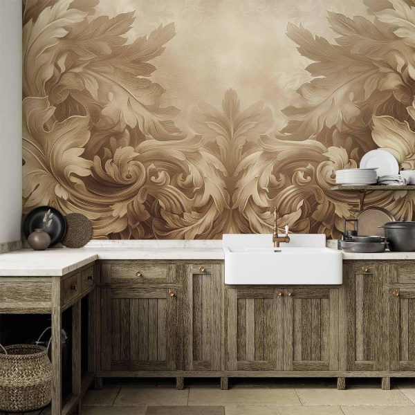 Wall Mural - Carved Baroque Ornaments: Rich Composition in Sepia Colors - Image 2