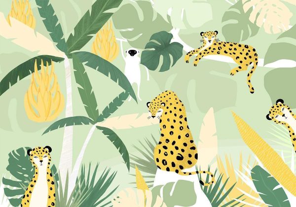 Wall Mural - Cheetahs in the jungle - landscape with animals in the tropics for children