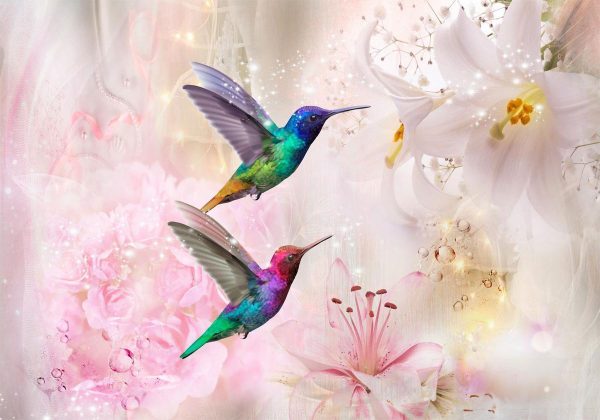 Wall Mural - Colourful Hummingbirds (Pink)