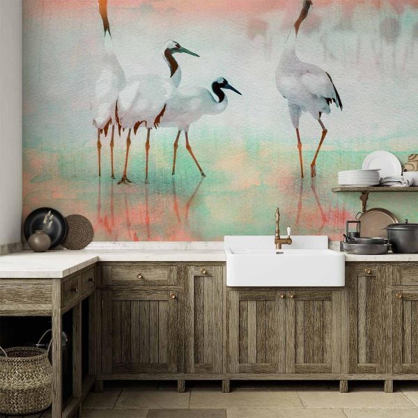 Wall Mural - Cranes in Pastels