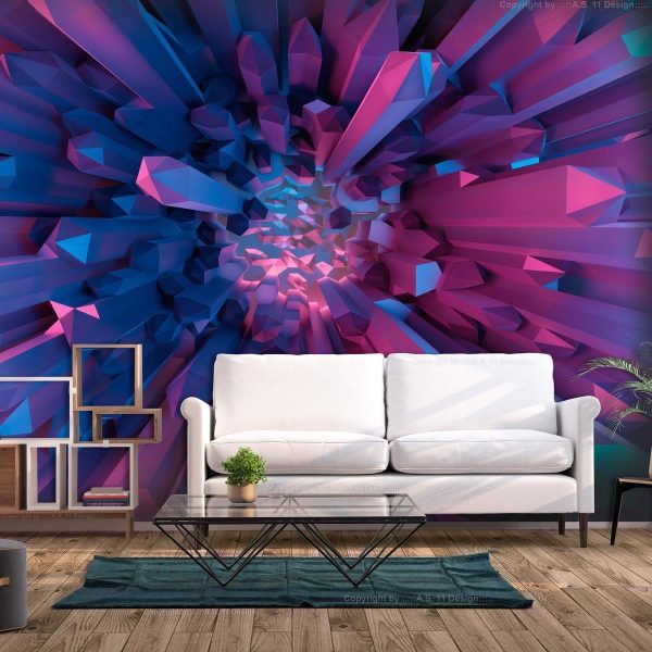 Wall Mural - Crystal - geometric fantasy with 3D elements in purple tones