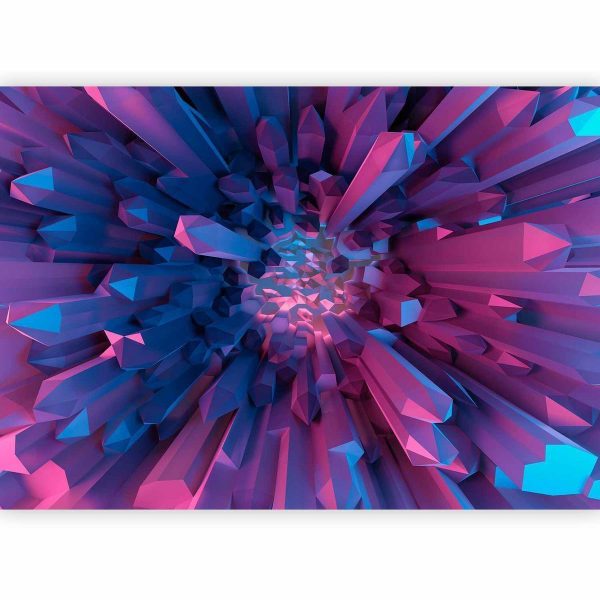 Wall Mural - Crystal - geometric fantasy with 3D elements in purple tones