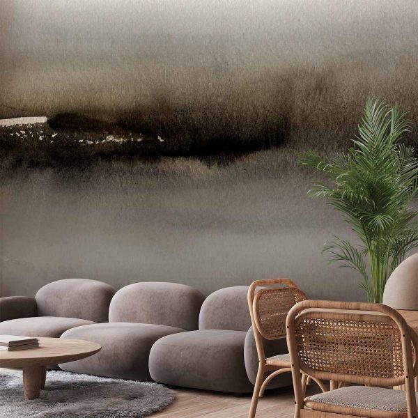 Wall Mural - Diuna - abstract modern painting in grey with black pattern