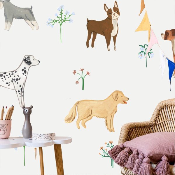Wall Mural Wallpaper - Doggies - a Subtle Illustration for Children - Image 3
