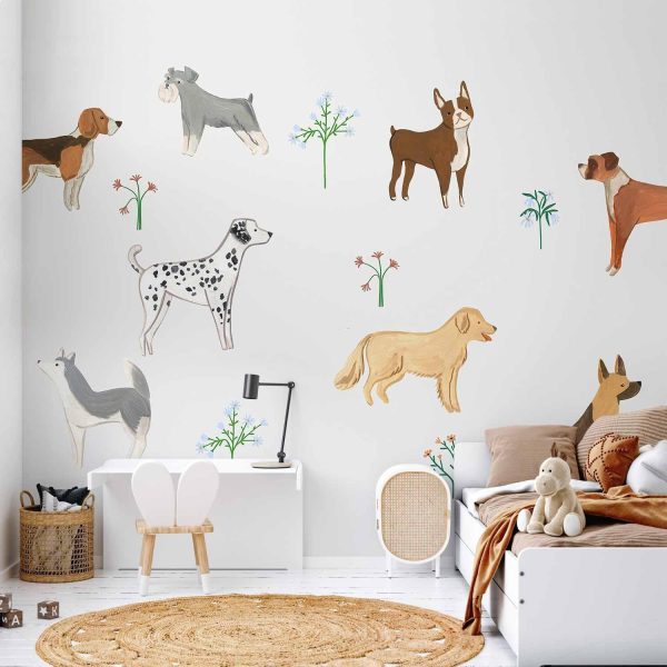 Wall Mural Wallpaper - Doggies - a Subtle Illustration for Children