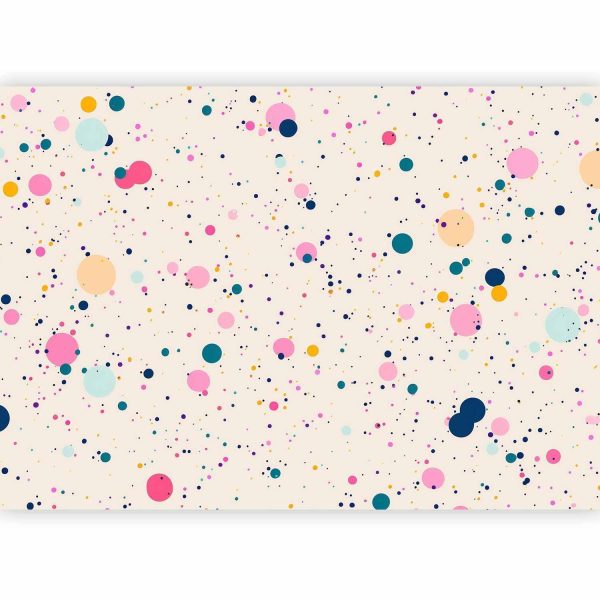 Wall Mural - Dots Speckles and Splatters Multicolored Cheerful Pattern on a Light Pink Background - Image 3