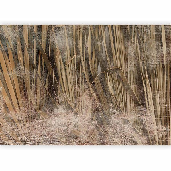 Wall Mural - Dry leaves - landscape of tall grasses in boho style with paint patterns