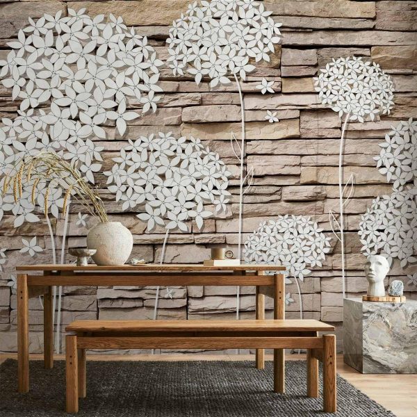 Wall Mural - Flowers on the Stone