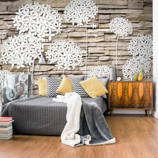 Wall Mural - Flowers on the Stone