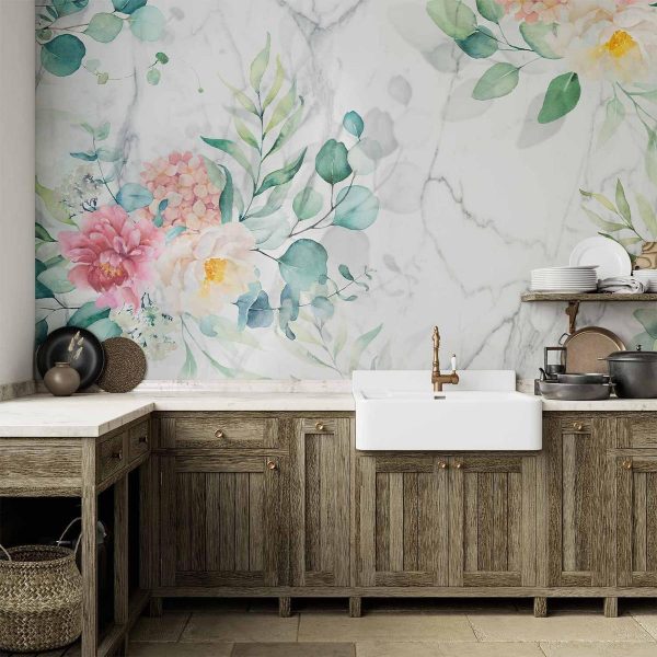 Wall Mural - Flowery Marble