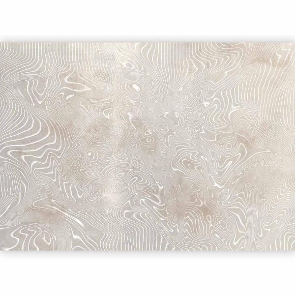 Wall Mural - Flowing shapes - abstract beige and white background in patterned compositions