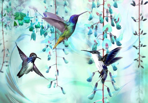 Wall Mural - Flying Hummingbirds (Green)