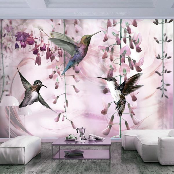 Wall Mural - Flying Hummingbirds (Pink)