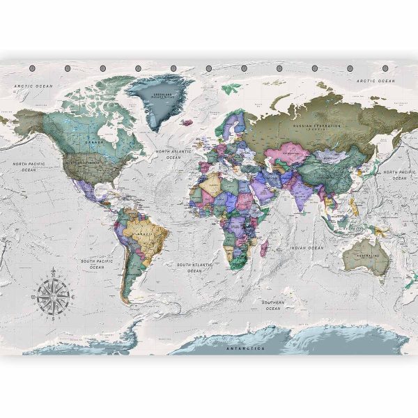 Wall Mural - Geography study - world map with signed countries in English