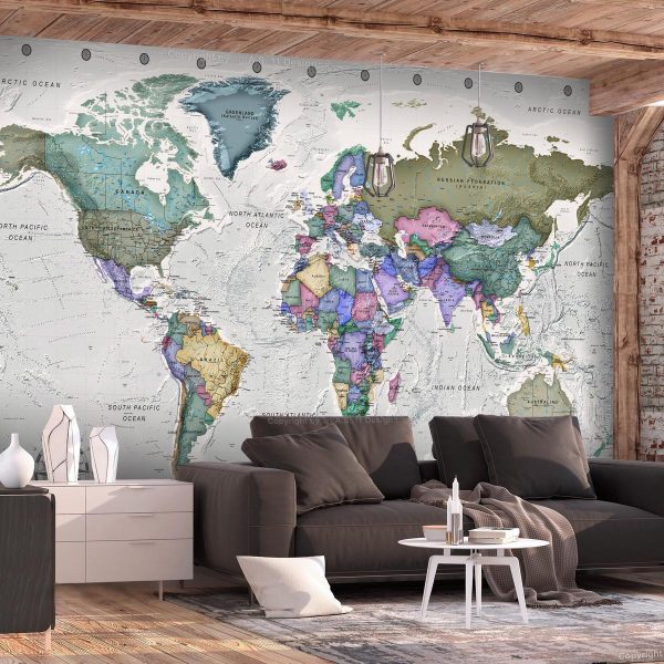 Wall Mural - Geography study - world map with signed countries in English