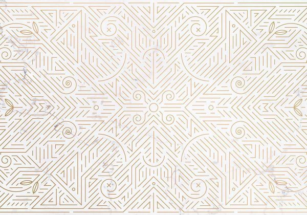 Wall Mural - Geometric Pattern Shades of Gold and Marble Stone