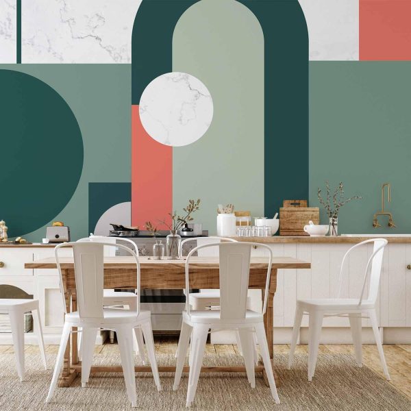 Wall Mural Wallpaper - Geometric Pattern With Marble Motif