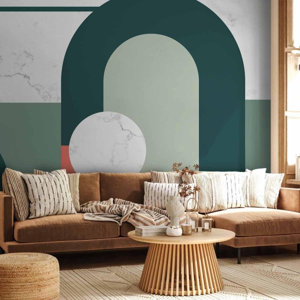 Wall Mural Wallpaper - Geometric Pattern With Marble Motif - Image 2