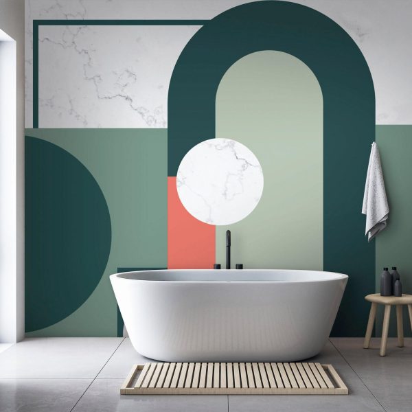 Wall Mural Wallpaper - Geometric Pattern With Marble Motif - Image 3