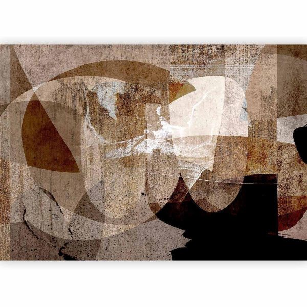 Wall Mural - Geometric abstraction with shapes - composition in brown colours