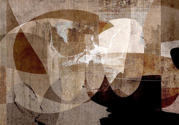 Wall Mural - Geometric abstraction with shapes - composition in brown colours