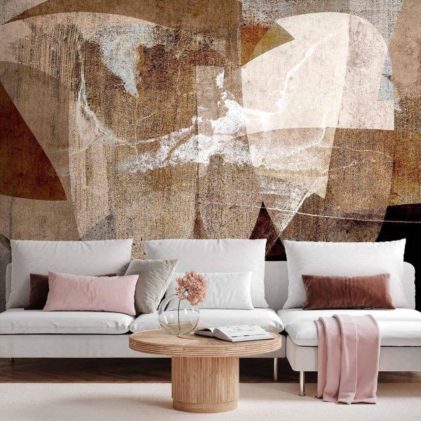 Wall Mural - Geometric abstraction with shapes - composition in brown colours
