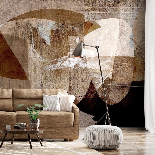 Wall Mural - Geometric abstraction with shapes - composition in brown colours