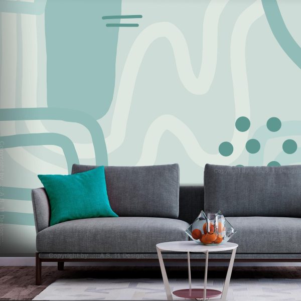 Wall Mural Wallpaper - Geometric forms and patterns - abstract background with turquoise patterns - Image 3