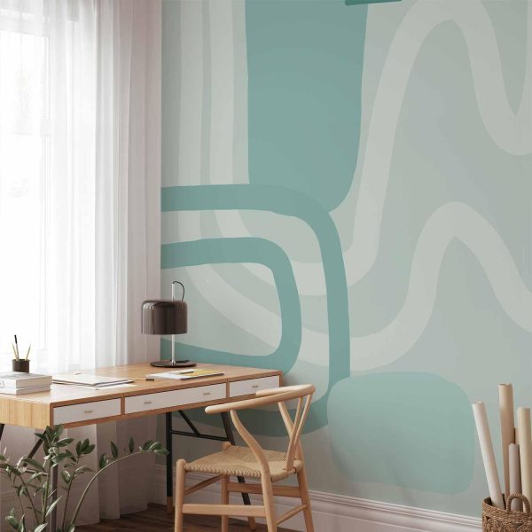 Wall Mural Wallpaper - Geometric forms and patterns - abstract background with turquoise patterns - Image 2