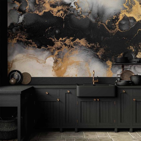 Wall Mural - Gold Explosions - an Abstract Pattern Inspired by Marble